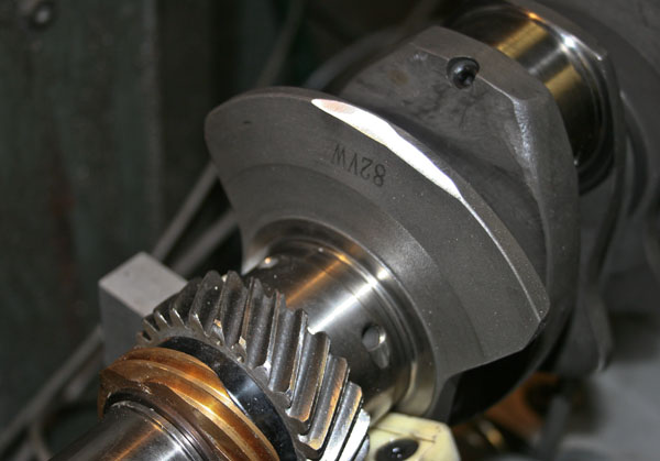 Weight removed from the counterweight to reduce crankshaft unbalance